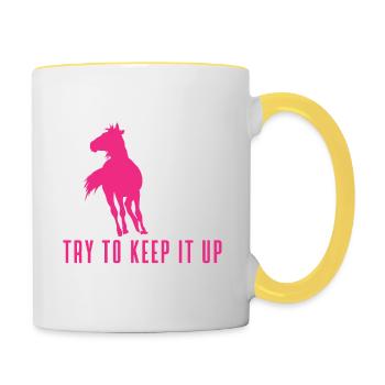 I Know I Ride Like A Girl Keep it Up Horse Rider E - Tasse zweifarbig - Weiß/Gelb - Rechts