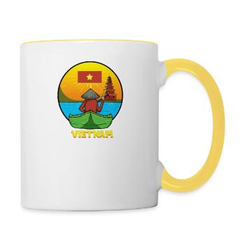 Vietnam I Hanoi Scooter Pho Bo Motif de voyage pour - Mug contrasté - blanc/jaune - Droite