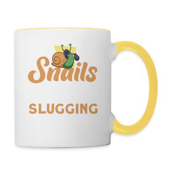 SNAILS LOVE TO BOX SLUGGING IT OUT Geschenke - Tasse zweifarbig - Weiß/Gelb - Rechts