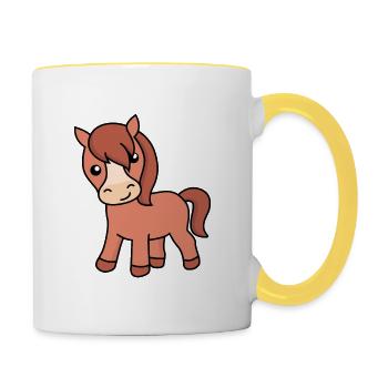 Pferd Comic Tier - Tasse zweifarbig - Weiß/Gelb - Rechts