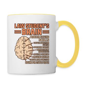 Law Student's Brain Lawyer Attorney Exam Students - Contrasting Mug - white/yellow - Right