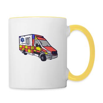 Status 6 Außer Dienst Tatütata Rettungswagen - Tasse zweifarbig - Weiß/Gelb - Rechts