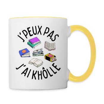 J'peux pas j'ai khôlle - Mug contrasté - blanc/jaune - Droite
