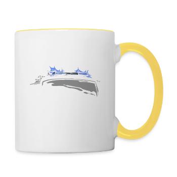 Feuerwehr Status 3 mit Blaulicht Tatütata - Tasse zweifarbig - Weiß/Gelb - Rechts