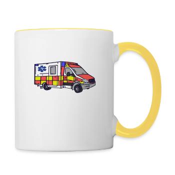 Pflaster Laster Fahrer Rettungsdienst - Tasse zweifarbig - Weiß/Gelb - Rechts