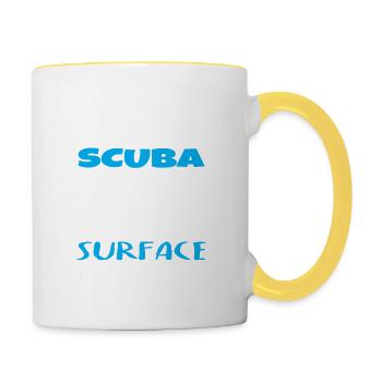 La plongée sous-marine est la vie Tout le reste est en surface - Mug contrasté - blanc/jaune - Droite