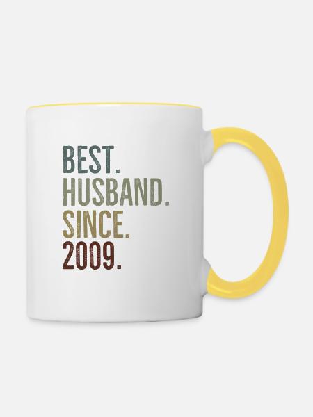 Bester Ehemann seit 2009 - Tasse zweifarbig - Weiß/Gelb