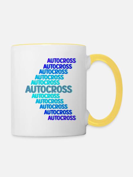 Autocross - Tasse zweifarbig - Weiß/Gelb