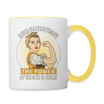 NEVER UNDERESTIMATE THE POWER OF WOMEN & GIRLS - Tasse zweifarbig - Weiß/Gelb - Rechts