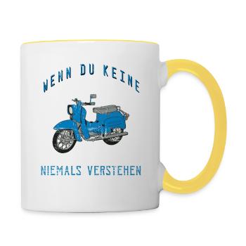 Wenn Du Keine Besitzt Simson Schwalbe - Tasse zweifarbig - Weiß/Gelb - Rechts