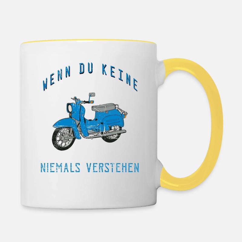 Wenn Du Keine Besitzt Simson Schwalbe - Tasse zweifarbig - Weiß/Gelb