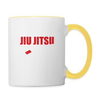Proud Jiu Jitsu Dad Jiu Jitsu BJJ MMA Jujitsu - Contrasting Mug - white/yellow - Right
