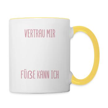Vertrau mir Füße kann ich Podologe Podologin - Tasse zweifarbig - Weiß/Gelb - Rechts