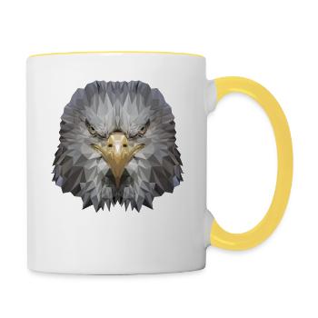 Adler Polygon Greifvogel - Tasse zweifarbig - Weiß/Gelb - Rechts