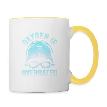 Oxygen est surestimé Drôle d’équipe de natation - Mug contrasté - blanc/jaune - Droite