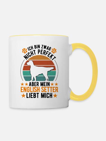 English Setter Englischer Setter - Tasse zweifarbig - Weiß/Gelb