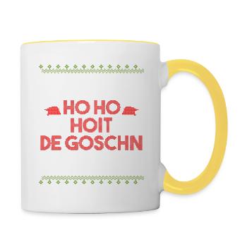 Christmas Ho Hoit The Goschn Ugly - Tasse zweifarbig - Weiß/Gelb - Rechts