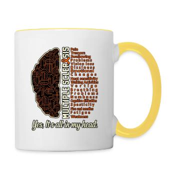 Graphique de faits sur la sclérose en plaques à l’appui - Mug contrasté - blanc/jaune - Droite
