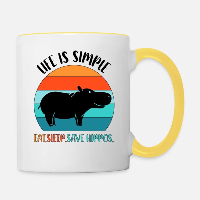 Nilpferd Flußpferd - Tasse zweifarbig - Weiß/Gelb