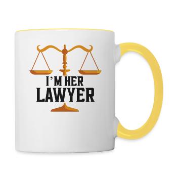 Young Lawyer Attorney Law Client - Contrasting Mug - white/yellow - Right