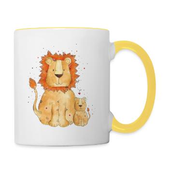 Löwe Lion - Mug contrasté - blanc/jaune - Droite