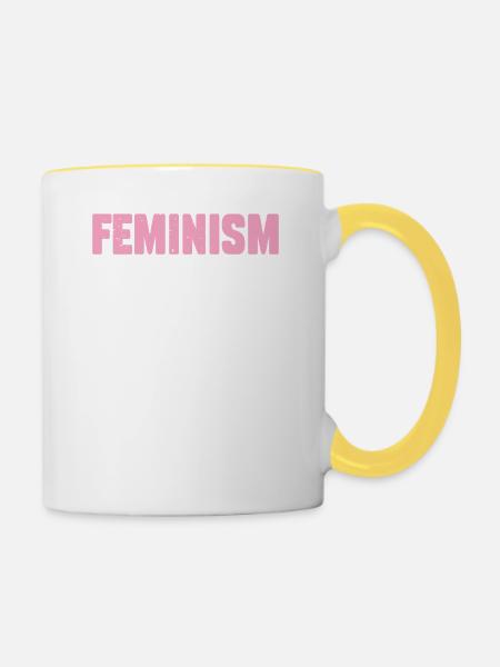 Feminism Definition Unrestricted Women's Rights - Contrasting Mug - white/yellow