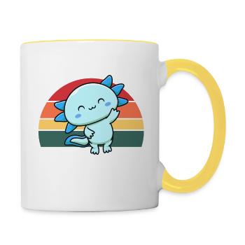 I Axolotl Fragen - Tasse zweifarbig - Weiß/Gelb - Rechts