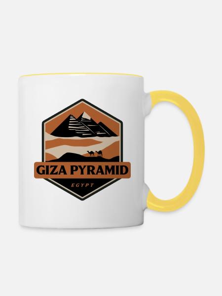 Pyramide von Gizeh - Ägypten - Tasse zweifarbig - Weiß/Gelb