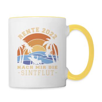 Rente 2022 Nach mir die Sintflut - Tasse zweifarbig - Weiß/Gelb - Rechts