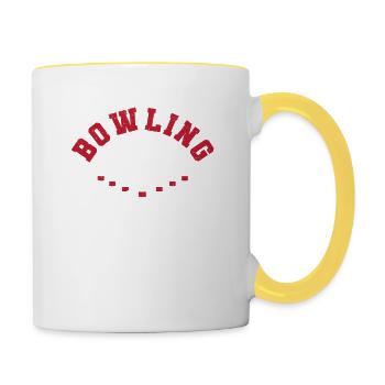 Bowlingkugel Silhouette Lustige Bowler Pins Sport - Tasse zweifarbig - Weiß/Gelb - Rechts