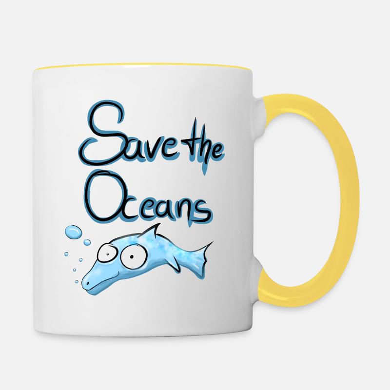 Save the Oceans - Contrasting Mug - white/yellow