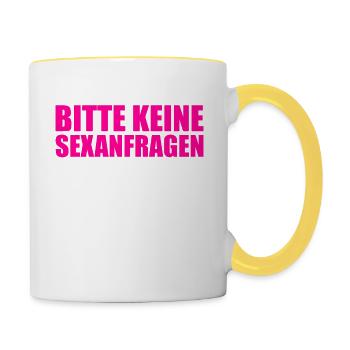Keine Sexanfragen nein sagen - Tasse zweifarbig - Weiß/Gelb - Rechts
