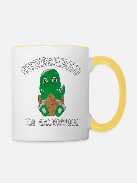 Superheld im Wachstum Kids - Tasse zweifarbig - Weiß/Gelb
