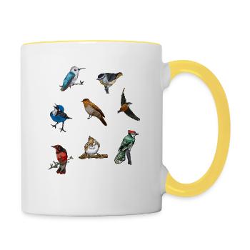 Vögel Gartenvögel Vogelwelt - Tasse zweifarbig - Weiß/Gelb - Rechts