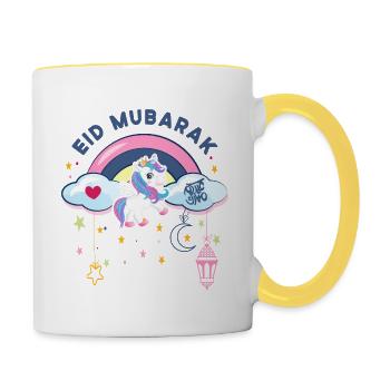 Eid Mubarak | Gift Eid Mubarak Girl Unicorn - Contrasting Mug - white/yellow - Right