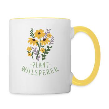 Blumen Pflanzen - Tasse zweifarbig - Weiß/Gelb - Rechts