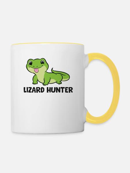 Eidechsenjäger Reptilien Geckos Eidechsen - Tasse zweifarbig - Weiß/Gelb