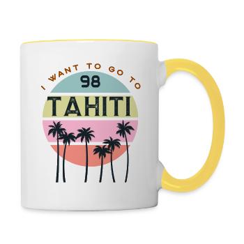 Ich möchte nach Tahiti - Tasse zweifarbig - Weiß/Gelb - Rechts