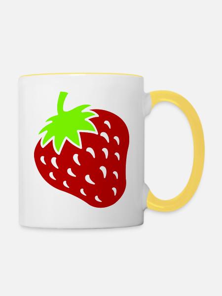 Erdbeere - Tasse zweifarbig - Weiß/Gelb
