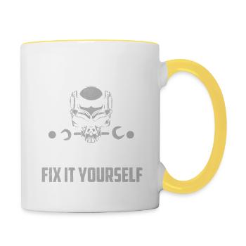 Mécanicien à la retraite Réparez-le vous-même Garage Grand-père - Mug contrasté - blanc/jaune - Droite