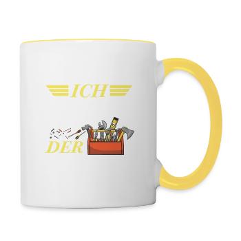 Frag nicht den Hausmeister - Tasse zweifarbig - Weiß/Gelb - Rechts