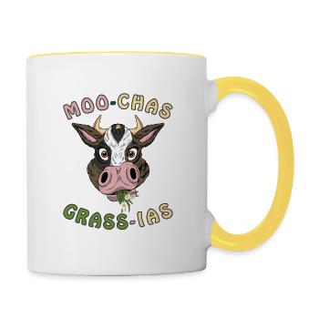 MOO-CHAS GRASS-IAS Fille de ferme - Mug contrasté - blanc/jaune - Droite