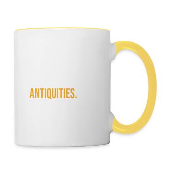 J’AI MIS MES ANTIQUITÉS EN PAUSE POUR ÊTRE ICI - Mug contrasté - blanc/jaune - Droite