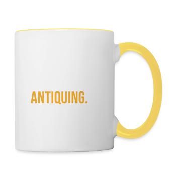 J’AI MIS EN PAUSE MON ANTIQUITÉ POUR ÊTRE ICI - Mug contrasté - blanc/jaune - Droite