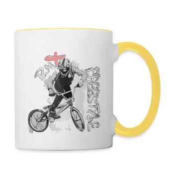 BMX Freestyle - Mug contrasté - blanc/jaune - Droite