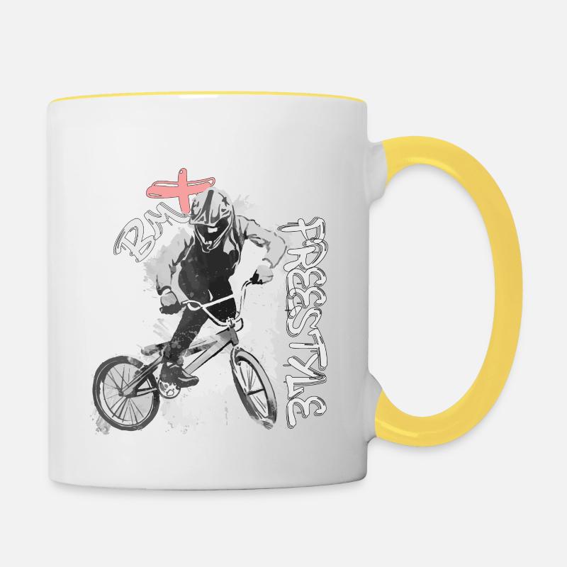 BMX Freestyle - Mug contrasté - blanc/jaune