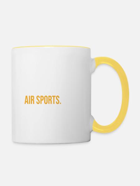 INTROVERTED BUT WILLING TO DISCUSS AIR SPORTS FUNN - Contrasting Mug - white/yellow