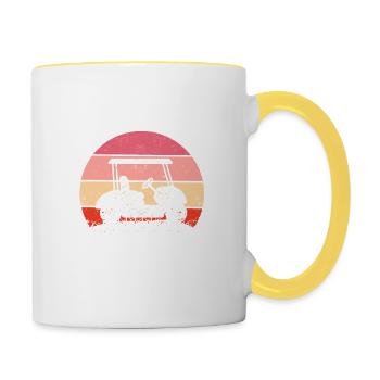 Les cheveux de voiturette de golf ne se soucient pas de la conduite des joueurs de golf - Mug contrasté - blanc/jaune - Droite