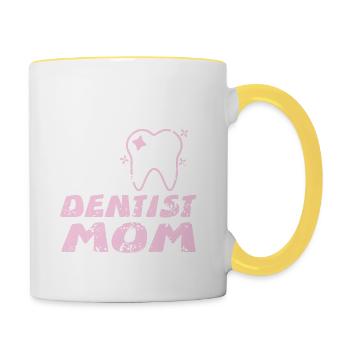 Drôle La Dent est ... Je suis un dentiste Maman T-Shirt - Mug contrasté - blanc/jaune - Droite