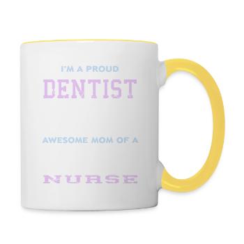 Fier dentiste maman géniale d’une infirmière autorisée - Mug contrasté - blanc/jaune - Droite